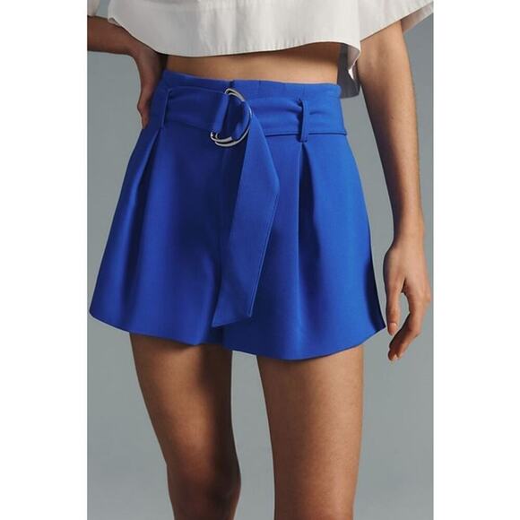Anthropologie Maeve Tailored Royal Blue Paperbag Shorts Size 14 New - Picture 1 of 11